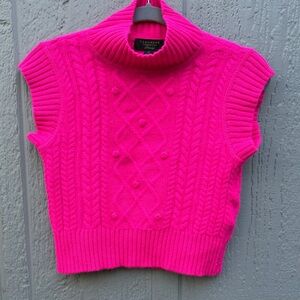 Charter Club Cashmere Cable Knit Sleeveless Turtleneck Sweater Size: M